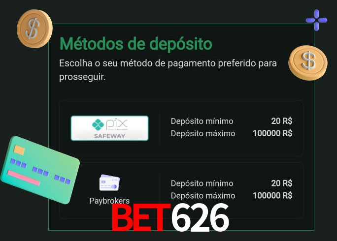 O cassino bet626 oferece uma grande variedade de métodos de pagamento